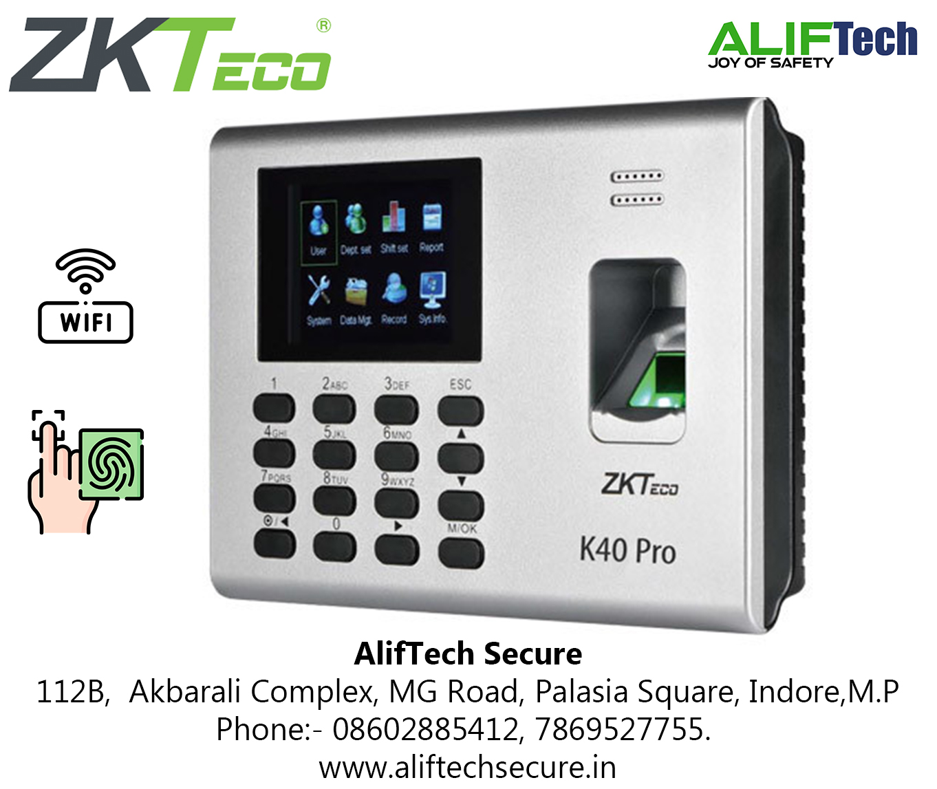 ZKTeco Fingerprint Attendance Machine and Access Control || Wi-Fi (K40PRO)