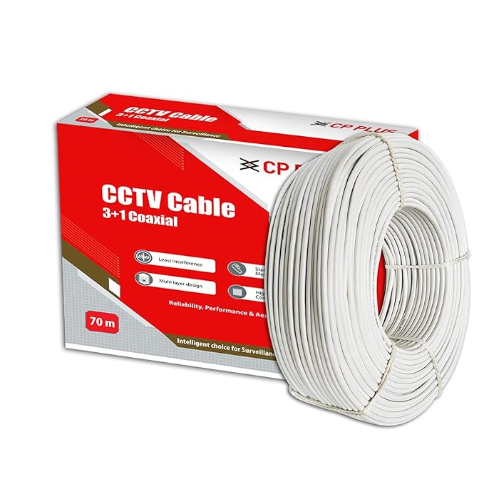 CP PLUS 3+1 Coaxial Pure Copper CCTV Camera Cable for Video, Power and Audio Communication (70 Meter) White - CP-ECC-70RS