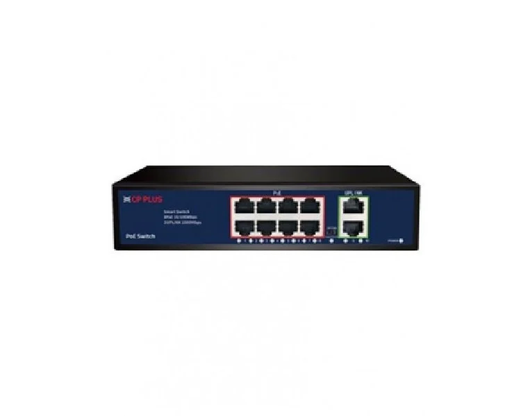 CP PLUS PoE Switch 10 Ports with 8 PoE Ports + 2 Gigabit Uplink Ports, CP-DNW-HPU8G2-96-V3 CP PLUS PoE Switch 10 Ports with 8 PoE Ports + 2 Gigabit Uplink Ports, CP-DNW-HPU8G2-96-V3