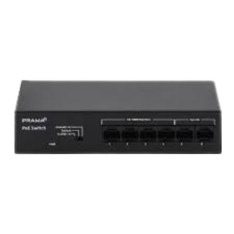 Prama PT‑SW1U06P‑E | 6‑Port 10/100 Mbps PoE Switch (4× PoE + 2× Uplink