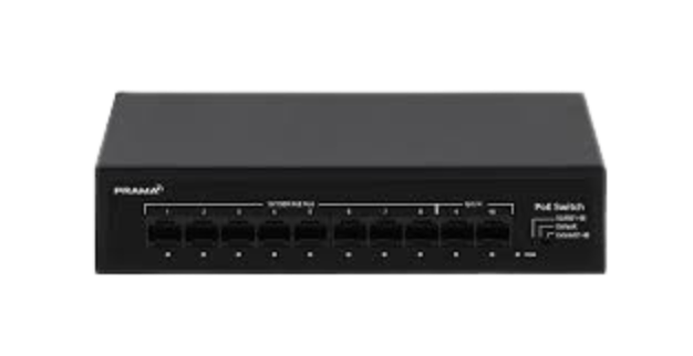 Prama PT‑SW1U10P‑E | 10‑Port 10/100 Mbps PoE Switch (8× PoE + 2× Uplink