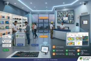security system retail shop India CCTV camera placement billing counter entrance