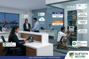 "office phone system installation Indore AlifTech Secure EPABX