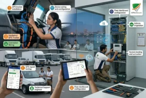 FleetNow GPS Installation Team at Work