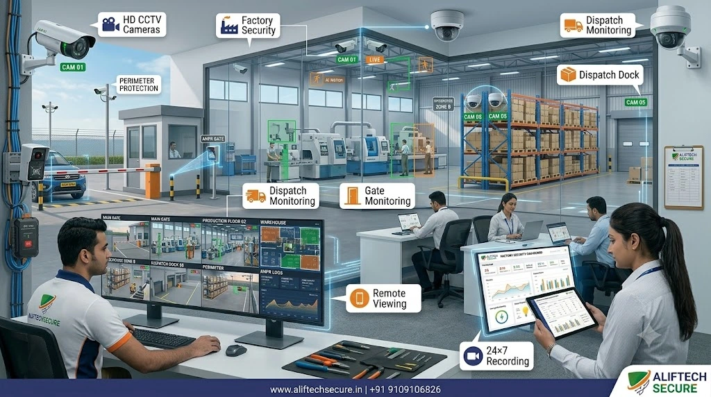 CCTV security system factory Indore Pithampur manufacturing plant AlifTech