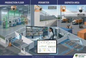 CCTV security system factory Indore camera placement gate production floor