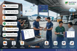 FleetNow GPS AlifTech Secure Vahan registration IMEI service Indore
