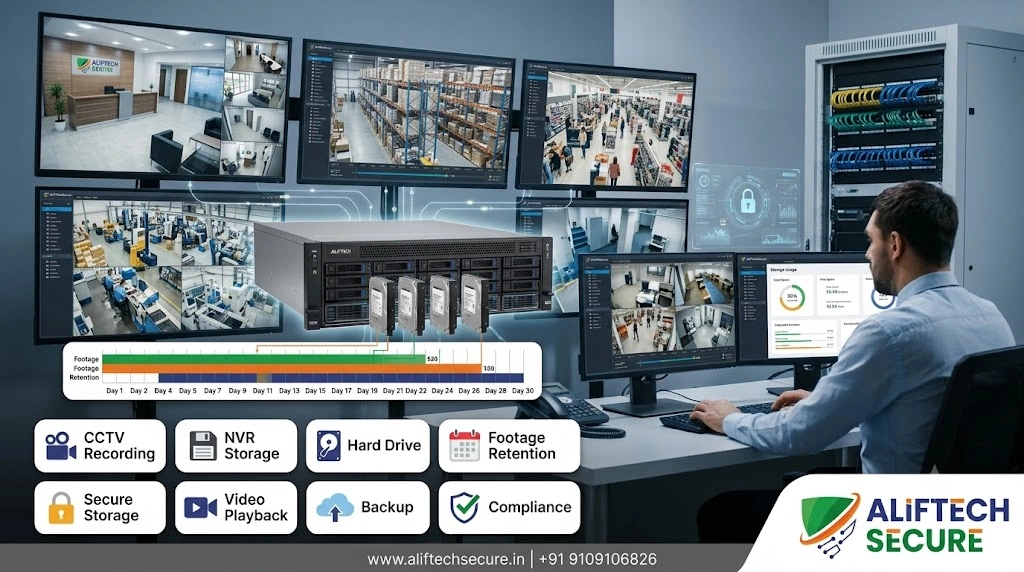 CCTV footage storage duration India law compliance NVR hard drive