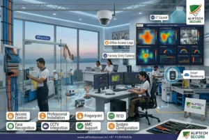 AlifTech Secure access control biometric attendance installation Indore