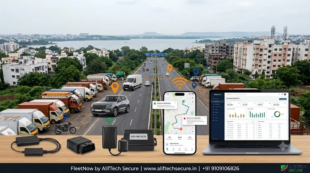 GPS device price India 2026 vehicle tracker FleetNow AlifTech Secure Indore